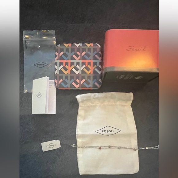 Fossil Heart Tri Tone Steel Double Chain Bracelet - Picture 1 of 1